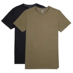 Diesel Umtee Randal D-Patch Tube Crew Neck Two Pack T-Shirts - Black/Khaki