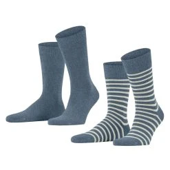 Esprit Fine Stripe 2 Pack Socks - Light Denim