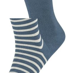 Esprit Fine Stripe 2 Pack Socks - Light Denim 10 Esprit Fine Stripe 2 Pack Socks - Light Denim -Bown Of London shop esprit fine stripe 2 pack socks light denim 31021124