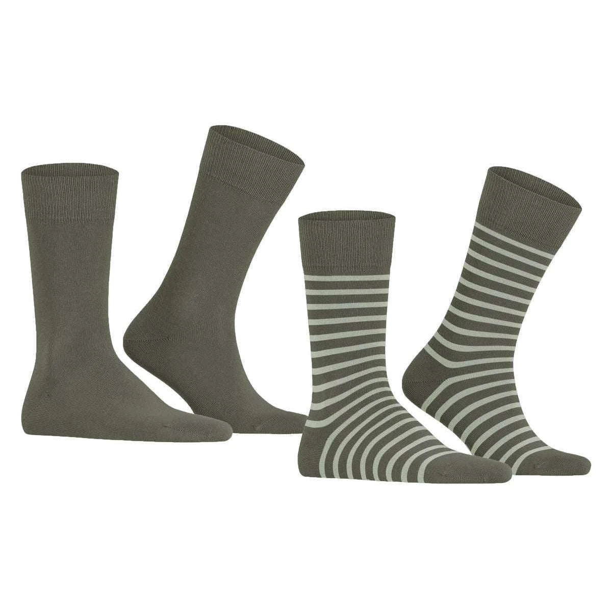 Esprit Fine Stripe 2 Pack Socks - Thyme Green 4 Esprit Fine Stripe 2 Pack Socks - Thyme Green - Image 2