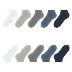 Esprit Solid Mix 5 Pack Sneaker Socks - White/Grey - -Bown Of London shop esprit solid mix 5 pack sneaker socks whitegrey 31021323