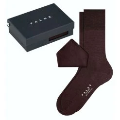 Falke Airport Pocket Square And Socks Gift Box - Barolo Red