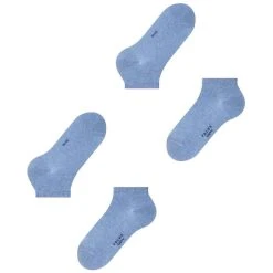 Falke Happy 2 Pack Sneaker Socks - Light Demin Blue -Bown Of London shop falke happy 2 pack sneaker socks light demin blue 32341685