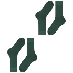 Falke Happy 2 Pack Socks - Hunter Green -Bown Of London shop falke happy 2 pack socks hunter green 32341785