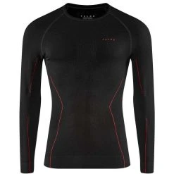 Falke Maximum Warm Long Sleeve Shirt - Black/Fuego Red