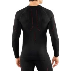 Falke Maximum Warm Long Sleeve Shirt - Black/Fuego Red -Bown Of London shop falke maximum warm long sleeve shirt blackfuego red 31024070