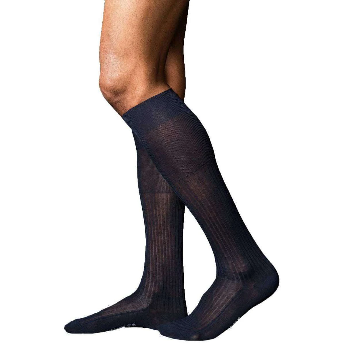 Falke No10 Pure Fil D'Ecosse Smooth Ribbed Knit Knee High Socks - Dark Navy 4 Falke No10 Pure Fil D'Ecosse Smooth Ribbed Knit Knee High Socks - Dark Navy - Image 2