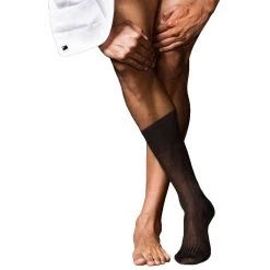 Falke No10 Pure Fil D'Ecosse Smooth Ribbed Knit Socks - Brown