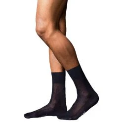 Falke No10 Pure Fil D'Ecosse Smooth Ribbed Knit Socks - Dark Navy -Bown Of London shop falke no10 pure fil decosse smooth ribbed knit socks dark navy 31024240