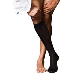Falke No9 Pure Fil D'Ecosse Smooth Flat Knit Knee High Socks - Black