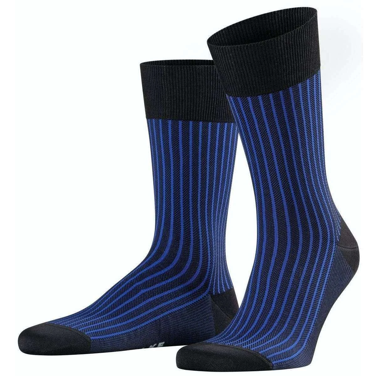 Falke Oxford Stripe Socks - Black/Blue 3 Falke Oxford Stripe Socks - Black/Blue