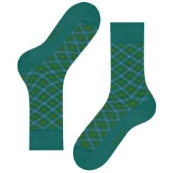 Falke Smart Check Socks - Verdigris Blue 11 Falke Smart Check Socks - Verdigris Blue -Bown Of London shop falke smart check socks verdigris blue 32349276
