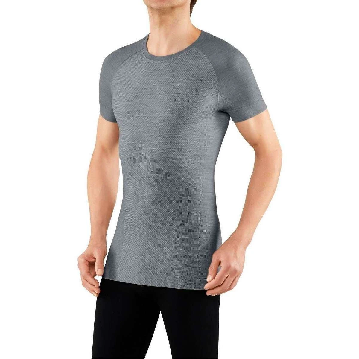 Falke Wool-Tech Light Regular Fit Short Sleeve Shirt - Heather Grey 2 Falke Wool-Tech Light Regular Fit Short Sleeve Shirt - Heather Grey
