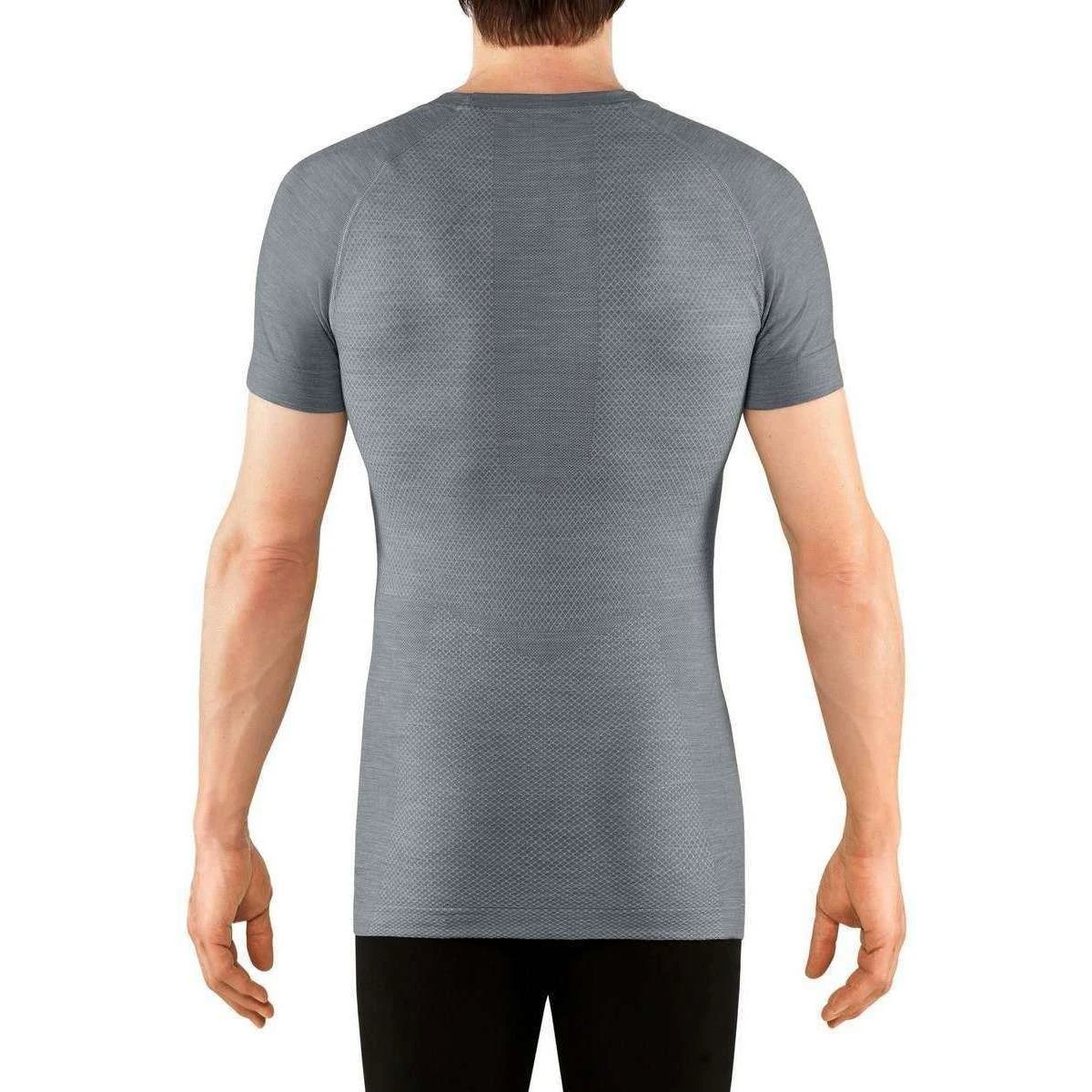 Falke Wool-Tech Light Regular Fit Short Sleeve Shirt - Heather Grey 4 Falke Wool-Tech Light Regular Fit Short Sleeve Shirt - Heather Grey - Image 3
