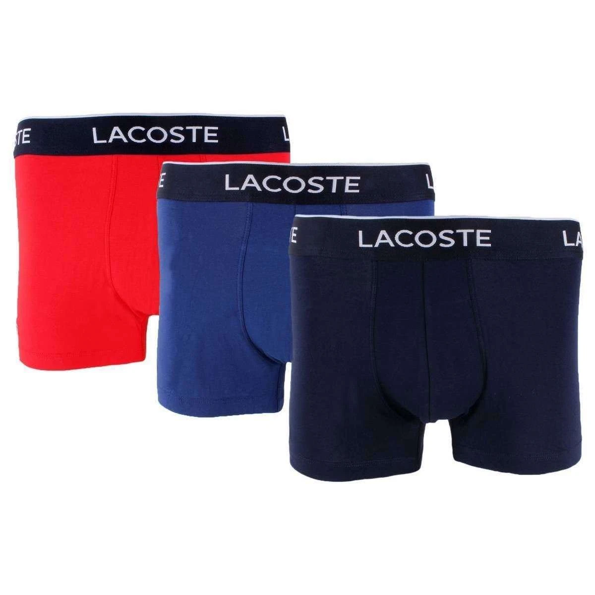 Lacoste Casual 3 Pack Trunks - Red/Navy/Black 3 Lacoste Casual 3 Pack Trunks - Red/Navy/Black