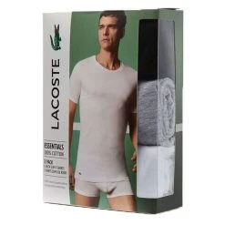 Lacoste Classic Crew Neck 3 Pack T-Shirts - Black/White/Grey -Bown Of London shop lacoste classic crew neck 3 pack t shirts blackwhitegrey 31957794