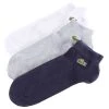 Lacoste Sports 3 Pack Trainer Socks - White/Silver Chine Grey/Navy -Bown Of London shop lacoste sports 3 pack trainer socks whitesilver chine greynavy 31031148