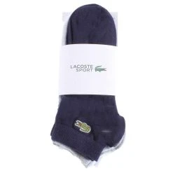 Lacoste Sports 3 Pack Trainer Socks - White/Silver Chine Grey/Navy -Bown Of London shop lacoste sports 3 pack trainer socks whitesilver chine greynavy 31031151