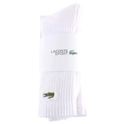 Lacoste Sports High Cut 3 Pack Trainer Socks - White -Bown Of London shop lacoste sports high cut 3 pack trainer socks white 31031163