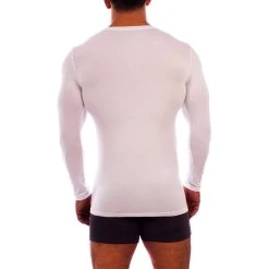 Obviously Essence Deep V-Neck Long Sleeve Undershirt - White -Bown Of London shop obviously essence deep v neck long sleeve undershirt white 31036178