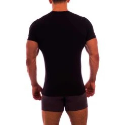 Obviously Essence Deep V-Neck Short Sleeve Undershirt - Black -Bown Of London shop obviously essence deep v neck short sleeve undershirt black 31036183