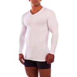 Obviously Essence V-Neck Long Sleeve Undershirt - White -Bown Of London shop obviously essence v neck long sleeve undershirt white 31036205