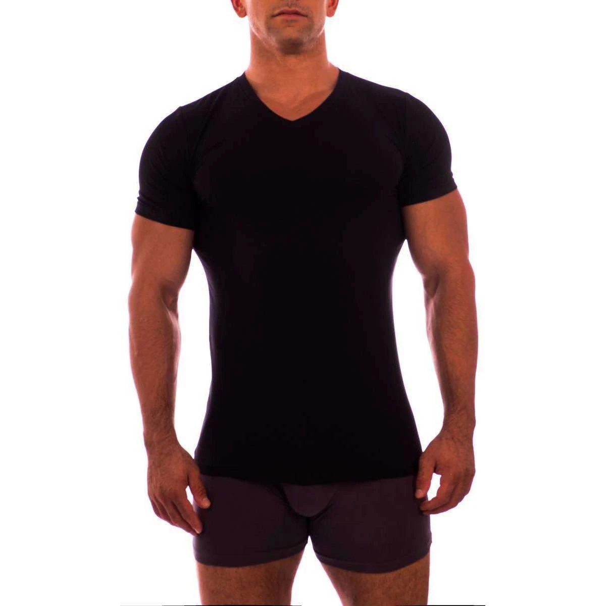 Obviously Essence V-Neck Short Sleeve Undershirt - Black 5 Obviously Essence V-Neck Short Sleeve Undershirt - Black - Image 3