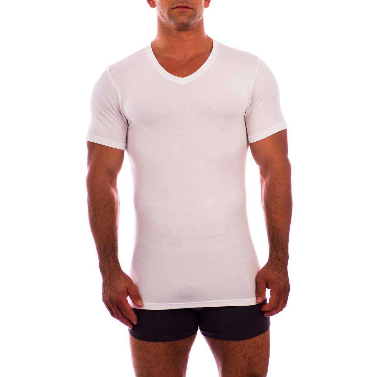 Obviously Essence V-Neck Short Sleeve Undershirt - White 5 Obviously Essence V-Neck Short Sleeve Undershirt - White - Image 3