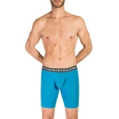 Obviously EveryMan AnatoMAX Boxer Brief 9inch Leg - Bondi Blue -Bown Of London shop obviously everyman anatomax boxer brief 9inch leg bondi blue 31036310