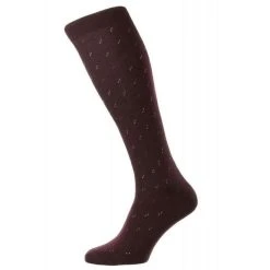 Pantherella Addison Cotton Fil D'Ecosse Over The Calf Socks - Burgundy