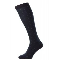 Pantherella Addison Cotton Fil D'Ecosse Over The Calf Socks - Navy