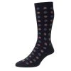 Pantherella Bryn Circle Motif Sea Island Cotton Socks - Navy -Bown Of London shop pantherella bryn circle motif sea island cotton socks navy 32354951