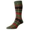 Pantherella Carway Multi Check Sea Island Cotton Socks - Olive Khaki -Bown Of London shop pantherella carway multi check sea island cotton socks olive khaki 32349388