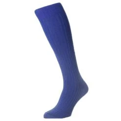 Pantherella Danvers Cotton Fil D'Ecosse Over The Calf Socks - Sapphire Blue