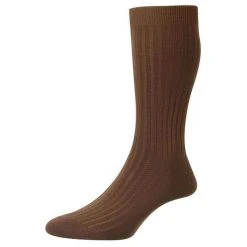 Pantherella Danvers Cotton Fil D'Ecosse Socks - Mid Brown