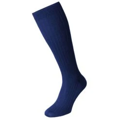 Pantherella Danvers Cotton Lisle Over The Calf Socks - Ultramarine Blue