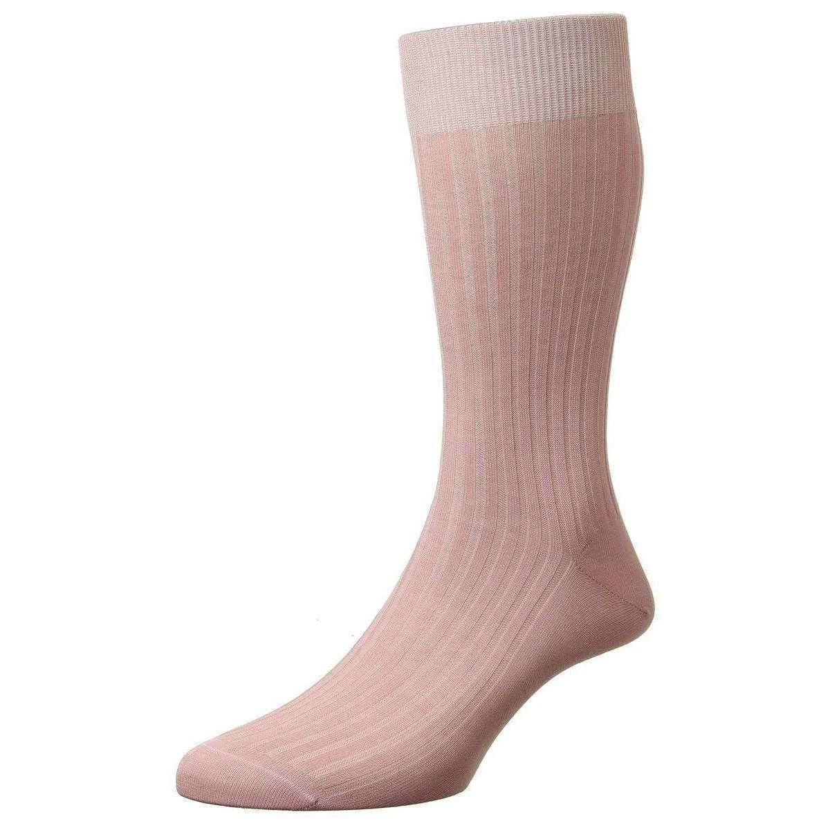 Pantherella Danvers Rib Cotton Lisle Socks - Dusky Pink 3 Pantherella Danvers Rib Cotton Lisle Socks - Dusky Pink