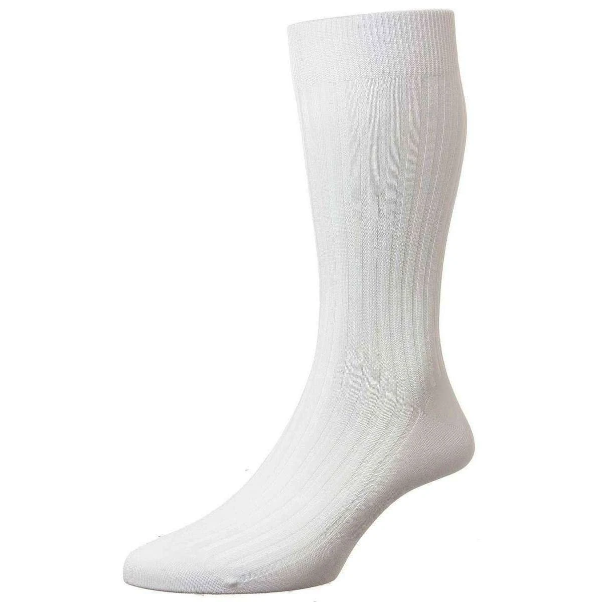Pantherella Danvers Rib Cotton Lisle Socks - White 3 Pantherella Danvers Rib Cotton Lisle Socks - White