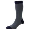 Pantherella Fabian Cotton Fil D'Ecosse Herringbone Socks - Ocean Blue -Bown Of London shop pantherella fabian cotton fil decosse herringbone socks ocean blue 31037609