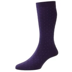 Pantherella Gadsbury Cotton Fil D'Ecosse Pin Dot Socks - Purple