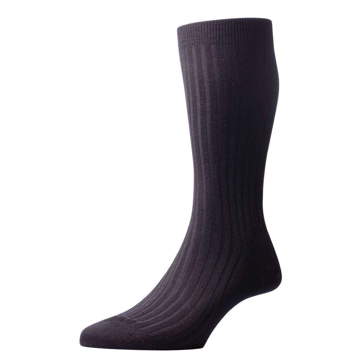 Pantherella Laburnum Rib Merino Wool Socks - Black 3 Pantherella Laburnum Rib Merino Wool Socks - Black