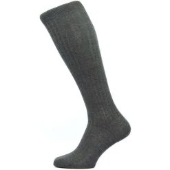 Pantherella Laburnum Rib Over The Calf Merino Wool Socks - Charcoal