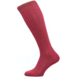 Pantherella Laburnum Rib Over The Calf Merino Wool Socks - Wine
