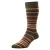 Pantherella Quakers All Over Multi Stripe Merino Wool Socks - Chocolate Brown -Bown Of London shop pantherella quakers all over multi stripe merino wool socks chocolate brown 32355317