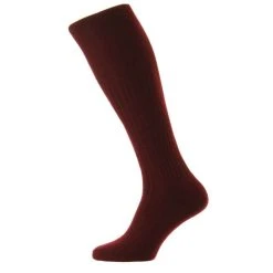 Pantherella Rutherford Merino Royale Wool Over The Calf Socks - Bordeaux Burgundy
