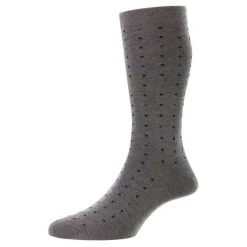 Pantherella Shelford New Spot Fil D'Ecosse Socks - Mid Grey Mix