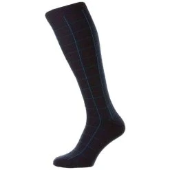 Pantherella Westleigh Merino Wool Over The Calf Socks - Navy