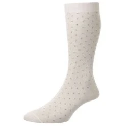 Pantherella Gadsbury Pindot Cotton Fil D'Ecosse Socks - Calico/Grey