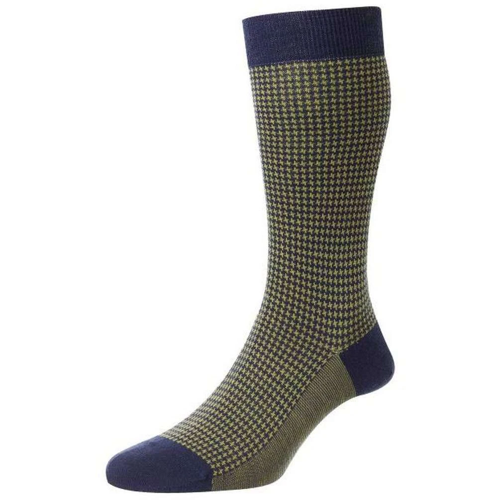 Pantherella Highbury Houndstooth Merino Royale Socks - Dark Blue 3 Pantherella Highbury Houndstooth Merino Royale Socks - Dark Blue