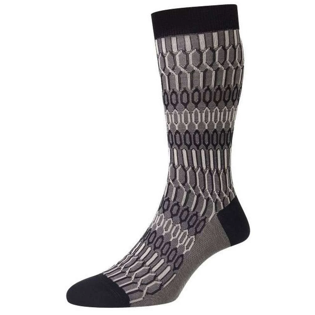 Pantherella Islington Texture Jacquard Cotton Fil D'Ecosse Socks - Black 3 Pantherella Islington Texture Jacquard Cotton Fil D'Ecosse Socks - Black